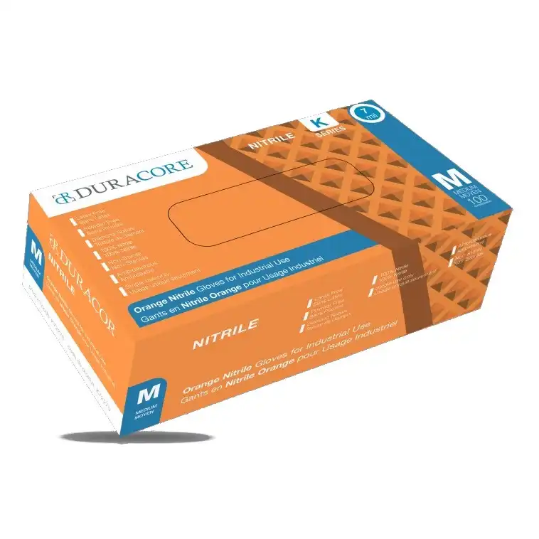 Orange Nitrile Industrial Gloves Disposable 8 mil Duracore K722 1000 count